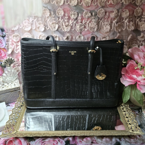 Da Milano Black Italian Leather Tote Bag Multi-Pockets Purse Briefcase Bag NWOT - Picture 1 of 15